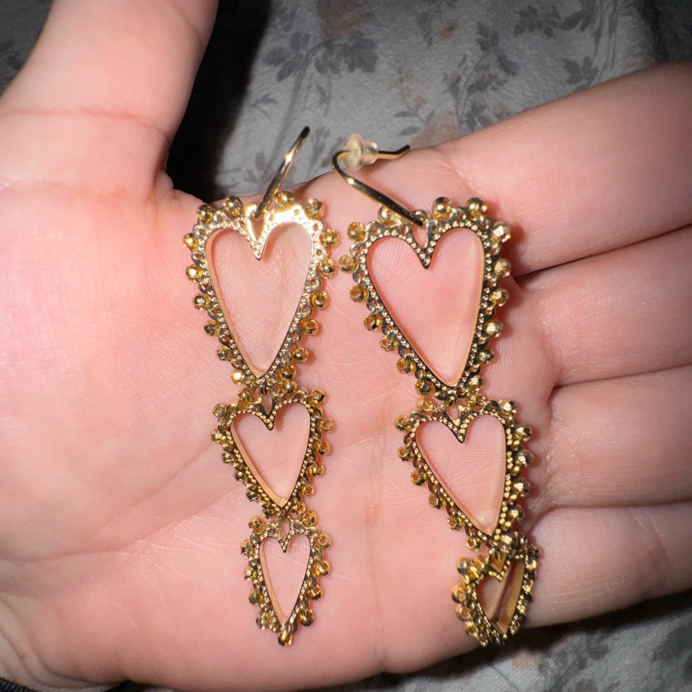 Gold Heart Drop Earrings